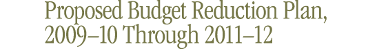 Proposed Budget Reduction Plan
