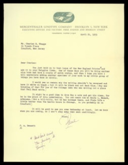 Letter - Paul A. Bennett to Charles Skaggs