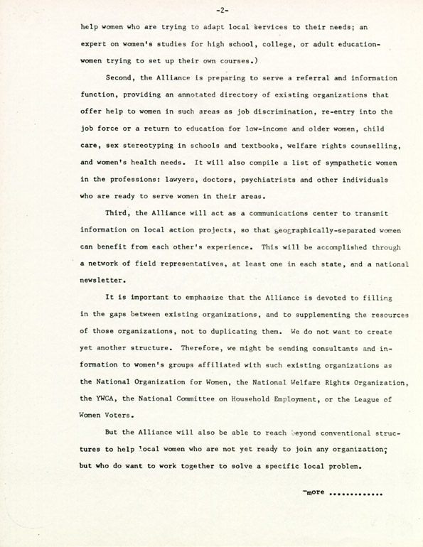 Press Statement by the Women's Action Alliance, January 12, 1972, page 2