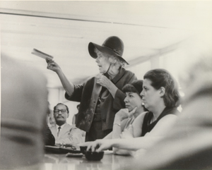 Dorothy Kenyon speaking before the PTA at PS 33 in New York City, 1970