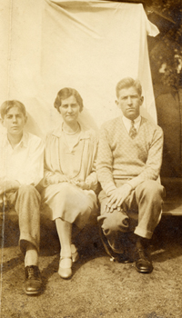 Maude, Fred, and Murray on a camping trip, from a journal dated 1939.