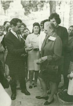 Virginia Heim (right) and others in
            Bogota, Columbia, circa 1966-71