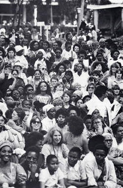 "The Great Court," at the opening ceremony of the World Conference on the UN Decade for Women, University of Nairobi, Kenya, 1985. From "Forum '85 NGO Planning Committee Final Report." 