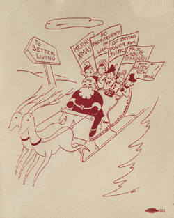 Christmas card sold by the League of Women Shoppers, 1942
