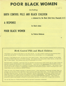 Article "Poor Black Women," one of a series on female liberation chosen by Boston-area women and published by New England Free Press, 1968