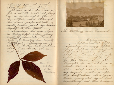 Pages from Clara M. Reed's Dresden travel journal, September 1890