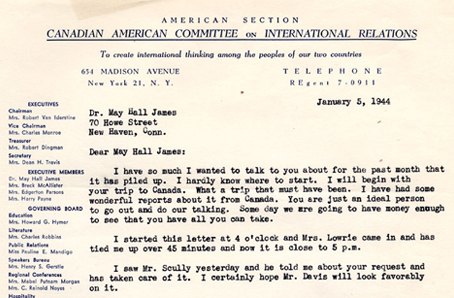 Letter to May Hall James, January 5, 1944