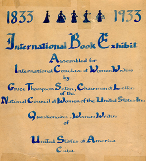 Flyer for the First International Book Exhibit assembled for the International Conclave of Women Writers, 1933