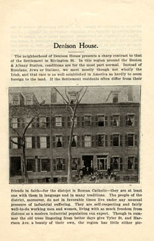 Cover of pamphlet on Denison House settlement, undated