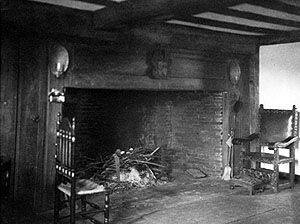 The "hall" of Jessie Chase's home in West Newbury, Mass., setting of her story "Seventy Plus", undated