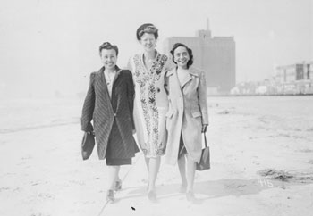 Polly Babcock Feustal with two staff from the Philippine YWCA at the YWCA convention in Atlantic City, March 1946