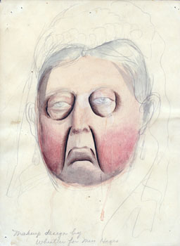 Makeup design sketch by Whutler for Helen Hayes' role as Queen Victoria in Victoria Regina, circa 1935