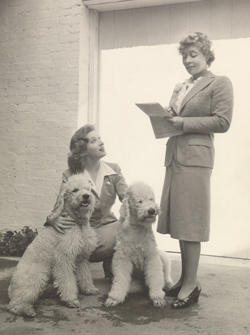 Greer Garson and poodles with Alene Stern Erlanger, circa 1942
