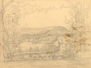 Pencil landscape drawing of Lenox, Massachusetts, October 21, 1879. (Sturgis-Tappan Family Papers)