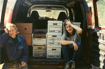 Edith Garrison Griffin and Amanda Izzo loading boxes