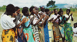 Women in Malawi participate in a family planning presentation.