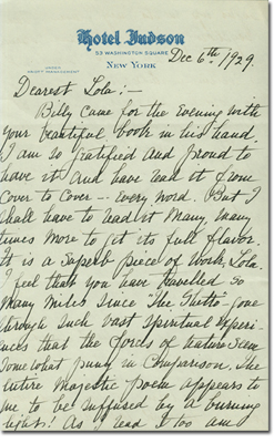 letter, 1929