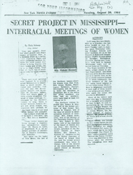 News Clipping: Secret Interracial Meetings of Women in MI