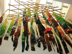 The final, installed artwork, filling the Kittredge Center with color, represents Holden's intention of empowering and inspiring the students to "think big and achieve their goals." 