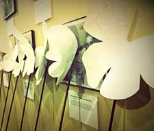 Butterfly puppets await their cues for the student play Black Dot.