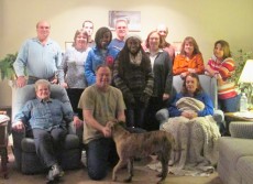 Smithies Cynthia Masai (center left) and Zuliat Owoad spent Thanksgiving with Dave Bishop of facilities management and his family in Southampton, Mass.
