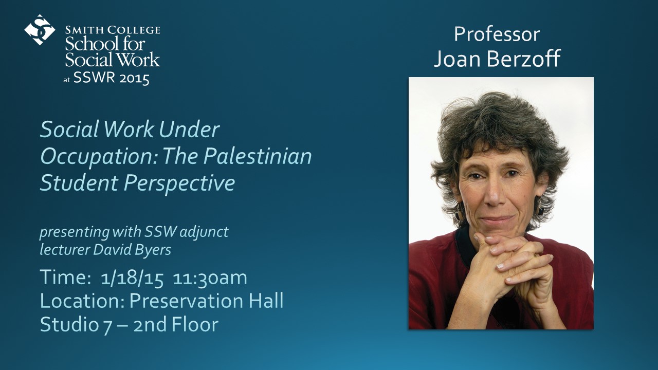 SSWR 2015: Dr. Joan Berzoff presenting at 11:30am