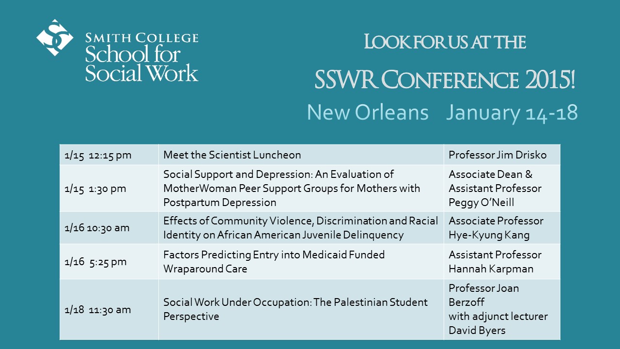 SSW faculty presentations at SSWR 2015
