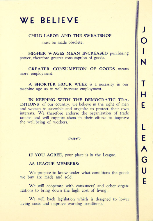 League of Women Shoppers pamphlet