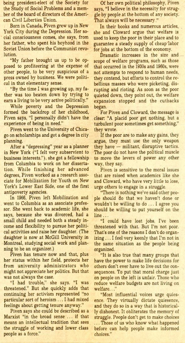 Boston Sunday Globe 
Article