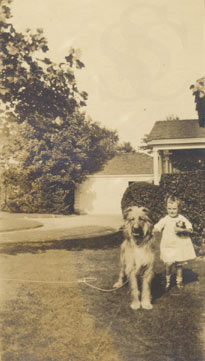 Violet Bodman (?) with dog, circa 1920s