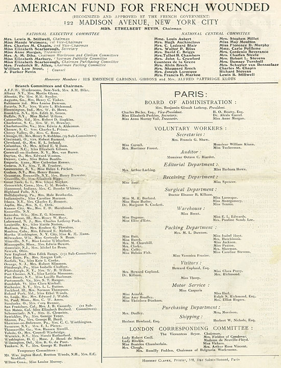Report of the American Fund for French Wounded, February 1917