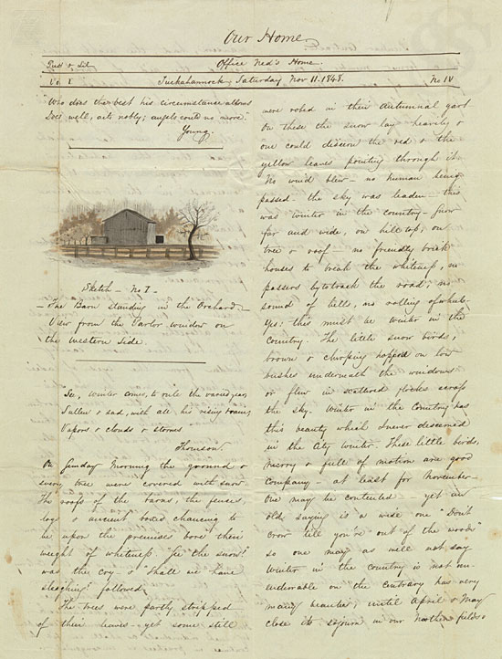 Our Home, family newspaper by Harriet and Amelia Kellogg, 1848