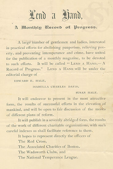 Announcement of new Lend-a-Hand Society journal