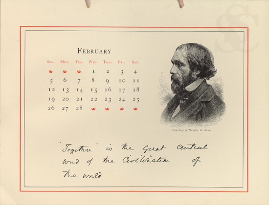 Lend-a-Hand Society Calendar, 1899 - February