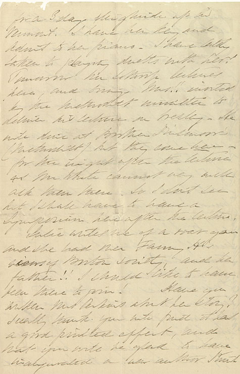 Lucretia Peabody Hale to her brother Nathan Hale, Jr., circa 1870