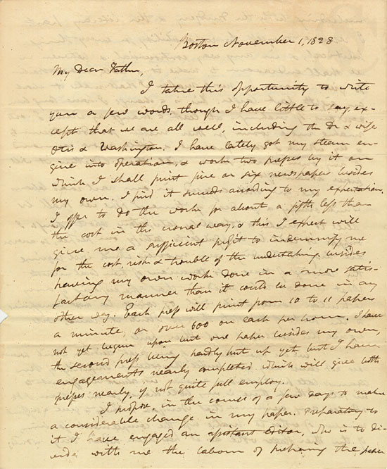 Nathan Hale, Sr, to his father, Enoch Hale, 1828