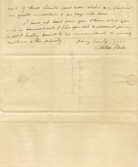 Nathan Hale, Sr, to his father, Enoch Hale, 1828