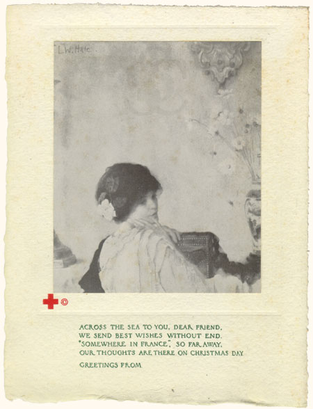 Lilian Westcott Hale's charcoal drawing, "Gardenia Rose" on Red Cross card