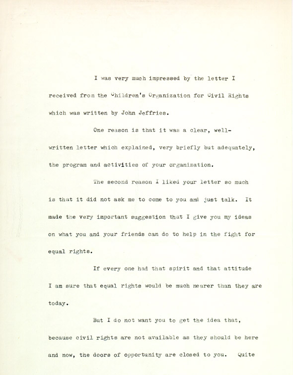 Speech by Constance Baker Motley to Children's Organization for Civil Rights