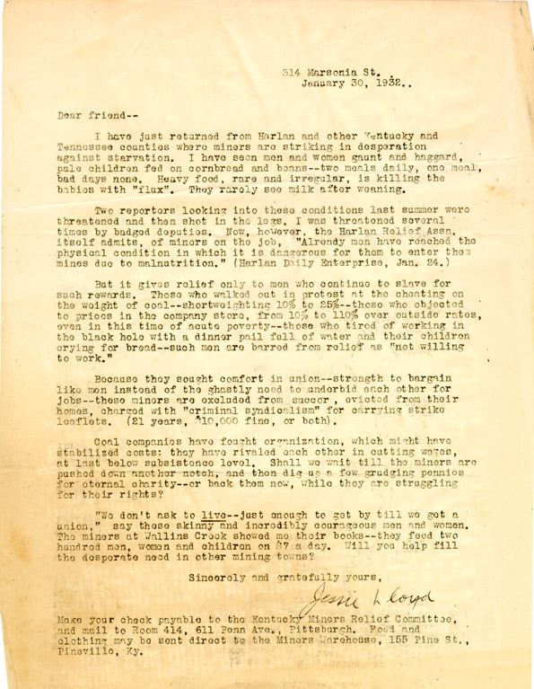 Fund-raising Letter to Friend, Jan. 30, 1932
