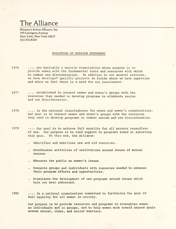 Evolution of a Mission Statement, page 1