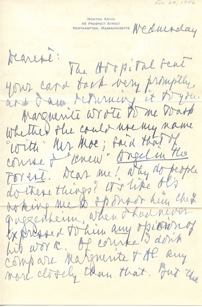 Newton Arvin to Truman Capote