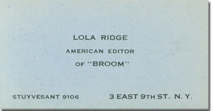 Business card, 1922
