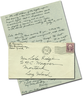 Letter and envelope, 1934
