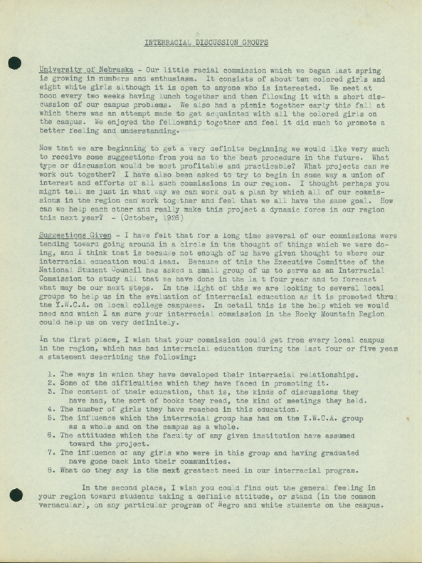 Reports of Visits in the Interest of Interracial Relations