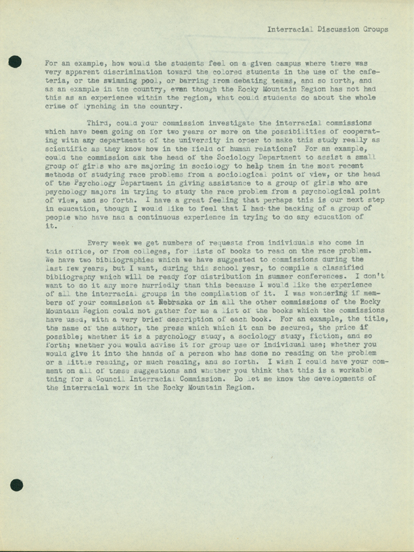 Reports of Visits in the Interest of Interracial Relations