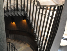 new rug on elevator stairway