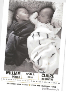 William Doksee and Claire Katharine, born on April 2, 2020 to Caroline Cruz and husband Ivan