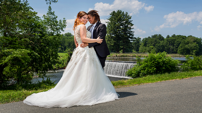 Wedding couple on the bank of Paradise Pond