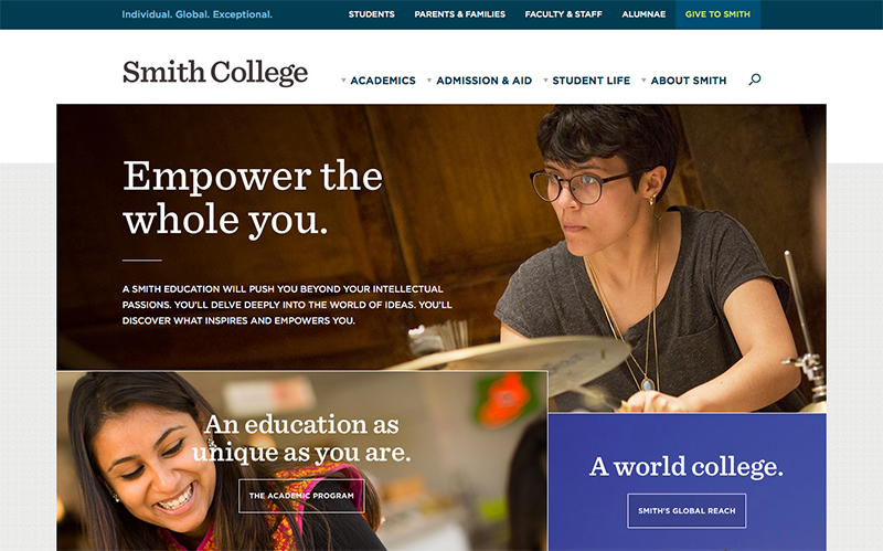 A sample of the Smith College home page